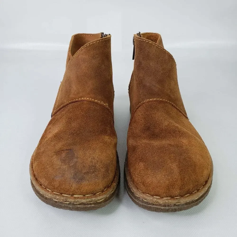 Born Tora Ankle Boots Leather Suede Booties Women’s Size 7.5 Inside Zip Slip On - Picture 2 of 9